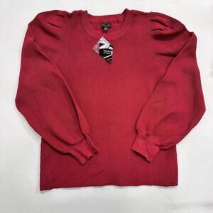 The Limited Sz XL Red Coquette Puff Sleeve Knit Sweater Romantic Feminine NWT